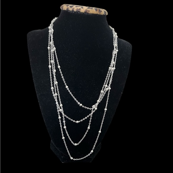 multilayer silver plated necklace four in one NWOT - Picture 2 of 12